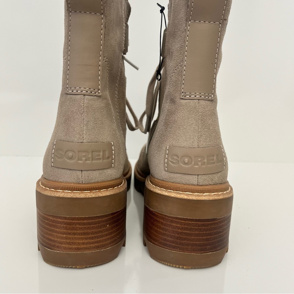 Sorel Joan Now Lace-Up Boots Tan Suede Waterproof Lug Sole Size 10 NWOB - Picture 10 of 13